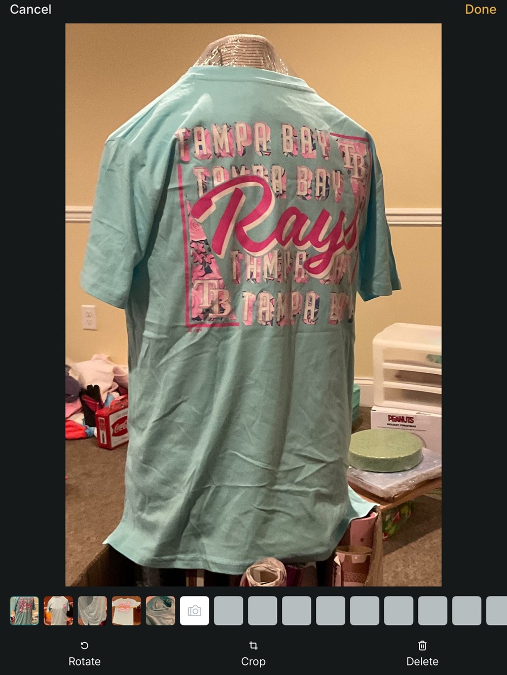 Majestic Tampa Bay Rays Aqua Short Sleeve Tee with Pink Graphic